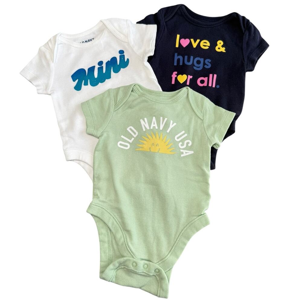 Old Navy Bodysuit Bundle Baby Girl Blue Green White 0-3 Months